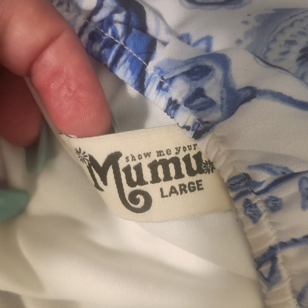 Show Me Your MuMu Blue and White Paisley Mini Dress Large (7992) - Picture 5 of 5